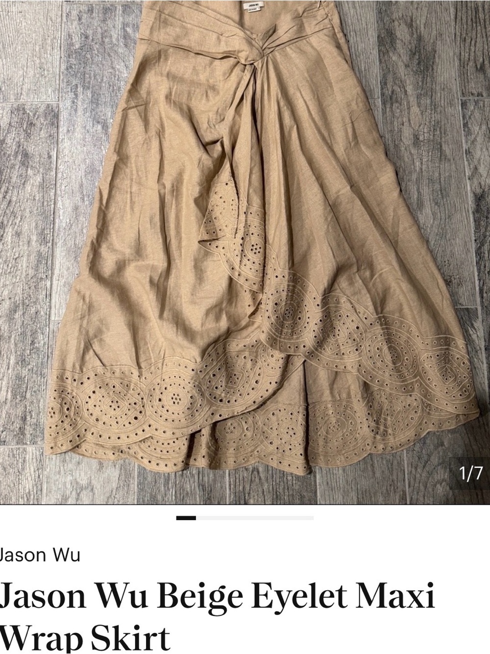 Jason Wu Beige Eyelet Maxi Wrap Skirt